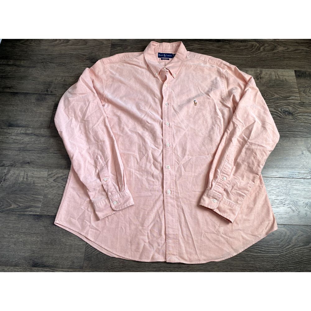 EUC Mens Ralph Lauren Orange long sleeve button up shirt custom fit size XXL